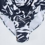 Ekouaer  Black and White Tropical Print Ruched One-Piece Swimsuit NWT Size Large Photo 1