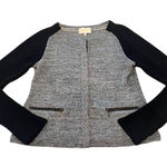 Skies Are Blue  Women's Gray Black Full‎ Zip Button Knit Sweater Jacket Size M Photo 0