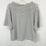 Madewell  Embroidered Boxy Knit Tee Striped Cotton Blend Ivory Relaxed Small NWT Photo 6