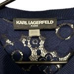 Karl Lagerfeld  blue button down lace cardigan size small Photo 7