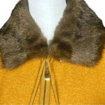 Vintage 90s Mustard 100% Boiled Wool Brown Faux Fur Collar Vest. Size Medium EUC Yellow Photo 6