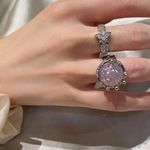 Silver ring Gem ring high end noble ring light pink color ring pink gem ring lava ring Photo 2