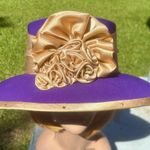 Grace Vintage New With Tags Dead Stock Purple Gold Church Funeral Derby Hat Photo 0