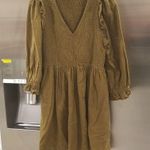 Madewell 💕💕 Flannel Lucie V-Neck Smocked Mini Dress Weathered Olive Medium NWOT Photo 6