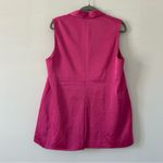 EXPRESS Bright Pink Sleeveless One Button Satin V Neck Long Vest NWT Large Photo 1