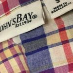st. john's bay St. John’s Bay Purple Plaid Long Sleeve Top Small Button Up Fall Time Country Photo 1