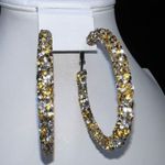 Silver and Gold Chunky Sparkle Hoop Earrings Gold Photo 1