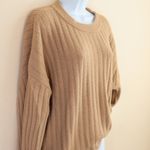 Aerie  Buttercream Ribbed Crew Sweater‎ Tan Textured Knit Pullover Women's Small Photo 3