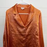 Le lis  Women's 100% Button down Blouse Size Large Colorful Silk Like Lightweight Photo 1