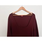 STAUD Burgundy Ribbed Knit Maxi Dress Long Sleeve Square Neck Side Slit Bodycon Red Size L Photo 1