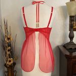 Victoria's Secret Victoria’s Secret Sheer Red Lace Push Up Baby Doll Slip Size 36C Photo 3