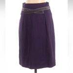 Anthropologie Girls From Savoy Purple Violet Pencil Skirt Velvet Belt Size 4 Photo 2