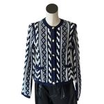 NWT Martha Stewart Collection Chunky Y2K Cable Knit Cardigan Gold Button Blue Size M Photo 2