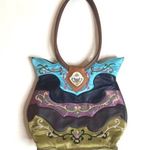 OOVOO silk and leather hand embroidered shoulder bag tote purse Photo 0