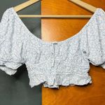 Cotton Candy LA Blue Floral Puff Sleeve Smocked Crop Top Size M Size M Photo 0