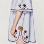 ZARA  Trafaluc Light Blue Off Shoulder Embroidered Mini Dress blue size small Photo 1