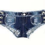 Womens Denim Booty Shorts, Sexy Mini Lace Up Thong Jeans Shorts, Clubwear, Party Photo 12