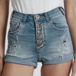 One Teaspoon  Harlem's Denim Rolled Harlets High Rise Fitted Shorts Photo 1