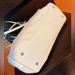 La Terre vegan leather shoulder bag double strap handbag lead safe studded NWT White Photo 4