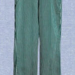 H&M -`♡´- Free!  Cropped Green White Stripe Trouser Pant Size 2 Photo 0