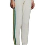 Chaser  Vintage Women’s M Cream Ivory Rainbow Striped Pull On Lounge Jogger Pants Photo 0