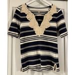 J.crew striped nautical rope and embellished vneck tshirt xs Blue Photo 2