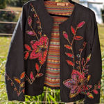 Women’s Choices Women's Choices Black Embroidered Floral Jacket M Multicolor Photo 0