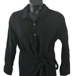 Belle Beach by Kim Gravel Petite Gauze Tie Front Shirt Dress – Size LP – Black Photo 3