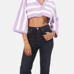 For Love & Lemons NWT Striped Maud Boxy Crop Wide Sleeve Sweater - Small Photo 8