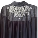 Lucky and Blessed Embroidered Western Style Maxi duster SHEER Poet Sleeve Black Size XL Photo 2