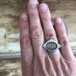 American Eagle  Outfitters 𝅺aeo etched oval crystal edgy silver ring Photo 4