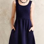 Maeve  Anthropologie Navy Blue Fit Flare Scalloped Lace Dress Size Small Formal Photo 0
