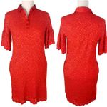 Banana Republic Dress Lace Flutter Sleeves Polo Red Small Photo 1