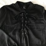 Forever 21 Black Lace Up Long Sleeve Shirt Photo 1