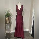 La Femme New! #28677 Satin Jersey Trumpet Gown Dark Berry Dress Sz 8 $348 Photo 3