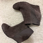 Clarks  Rosepoint Bell Side Zip Wedge Ankle Bootie Brown Suede Photo 0