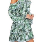 Red Carter Palm Party Swim Cover Mini Dress Tropical Hawaiian Aloha Vacation Photo 0