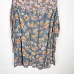 Lucky Brand  Plus Size 1X Top Blue‎ Pink Floral Cold Shoulder with Ties 1412 Photo 6