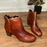 Lands' End Lands’ End Scalloped Edge Brown Leather Ankle Boots Photo 5