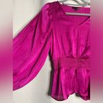 1. State State Hot Pink Satin Long Sleeve Blouse Small Photo 4