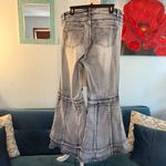 Ashley Stewart  Patchwork High Rise Flare Wide Leg Stretch 75% Cotton Jeans Sz 16 Photo 3