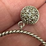 FAS 925 Sterling Silver Pave Crystal Round Hoop Earrings 5g. Photo 8