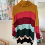 Farm Rio for Anthropologie Boldly Striped Metallic Turtleneck Sweater Dress Photo 7