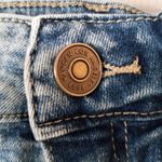 KanCan 0 / 23 High Rise Acid Wash Denim Cut Off Booty Jeans Raw Hem Short Shorts Blue Photo 3