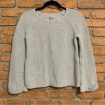 Loft Womens XS Sweater Gray Chunky Knit Ribbed Pullover Crewneck Rolled Cuffs Photo 0