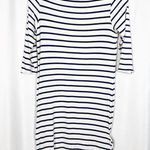 Amour Vert  Striped Zipper Mini Dress: Navy Blue/White Nautical Photo 0