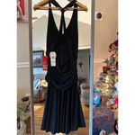 Nine West  Black Sleeveless V Neck Dress Size 14 Ruched Photo 5