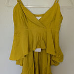 Line and Dot  Yellow Ruffle Top Cropped Asymmetrical Length New Small Photo 0