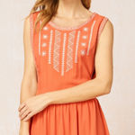 DO+BE Boho Embroidered Coral Sleeveless Mini Dress Size M NWT Photo 0