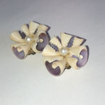 Vintage Shell & Faux Pearl Clip On Earrings Purple Photo 4